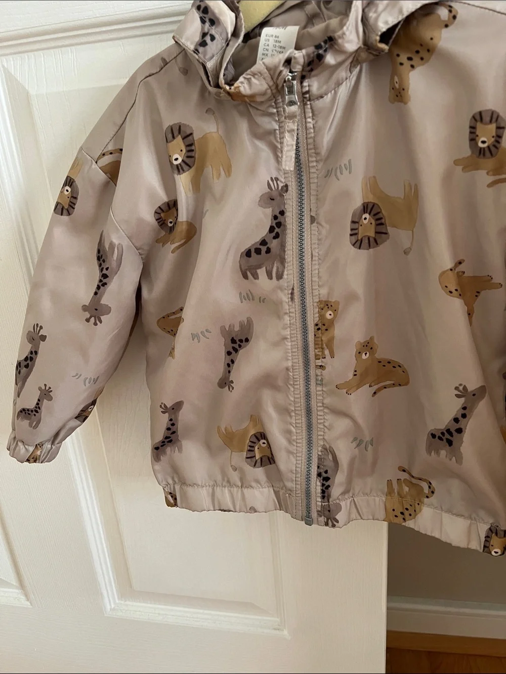 Kids' Animal Print Light Hooded/raincoat jacket - Beige/Tan
